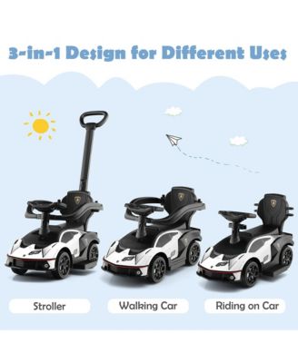 3-in-1 Licensed Lamborghini Ride on Push Car Stroller Sliding Car w/ Sound