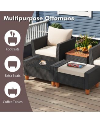 7 Pieces Patio Furniture PE Rattan Sectional Sofa Set with Armchairs and Table