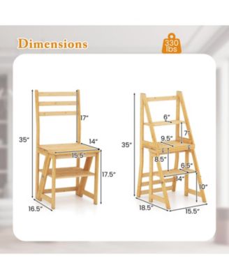 Multifunctional 3-in-1 Ladder Chair Display Plant Stand for Library Kitchen Office