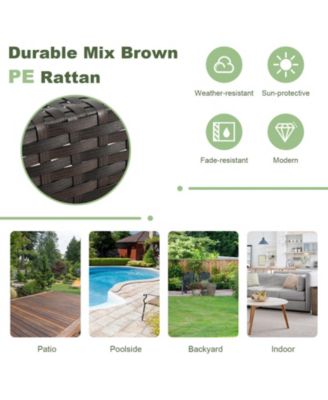 2 Pieces Patio Rattan Wicker Bar Stool Chairs