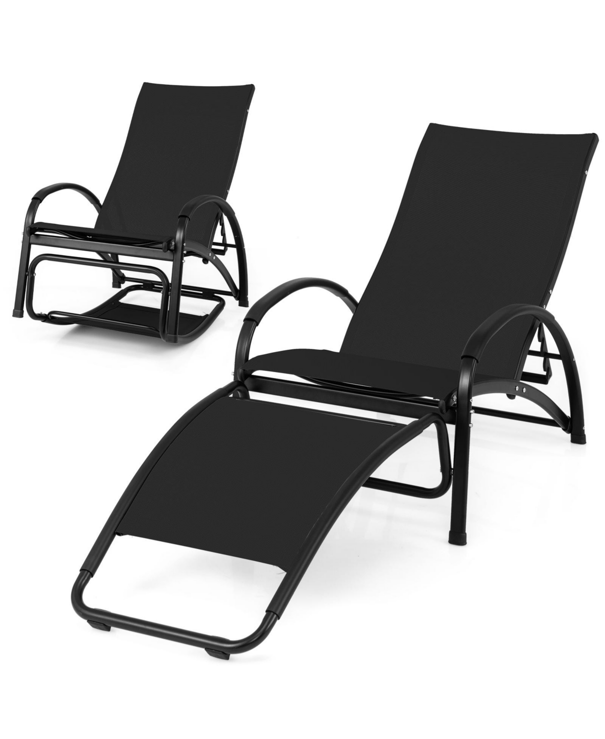 Gouun 2-in-1 Outdoor Rocking Chair with 4-Position Adjustable Backrest for Patio Porch Poolside
