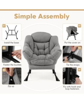 GOUUN Sherpa Upholstered Accent Chair with Cozy Head Pillow