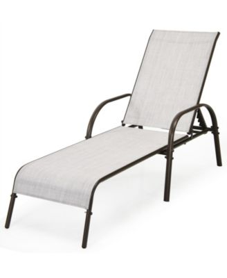 Adjustable Patio Chaise Folding Lounge Chair with Backrest