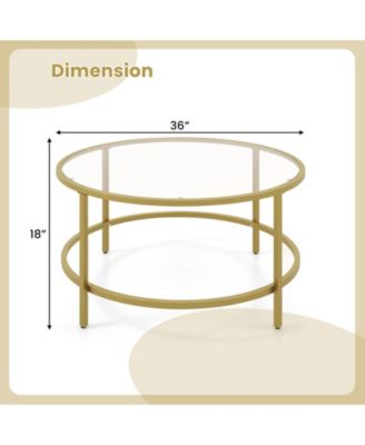 36 Inch Round Table with Tempered Glass Tabletop