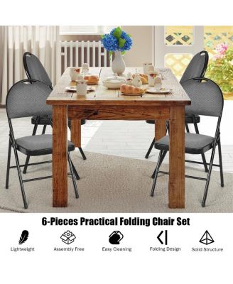 Set of 6 Folding Fabric Upholstered Metal Chairs