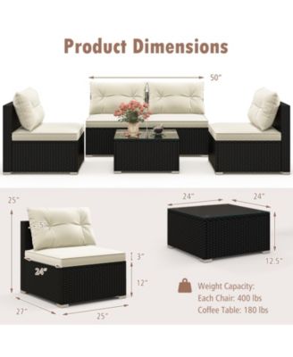 5 Pieces Outdoor Patio Furniture Set with Cushions and Table