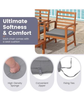 4 Pieces Outdoor Furniture Set with Stable Acacia Wood Frame