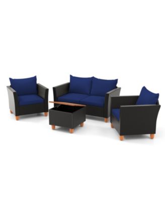 4 Pieces Outdoor Conversation Set with Storage Table