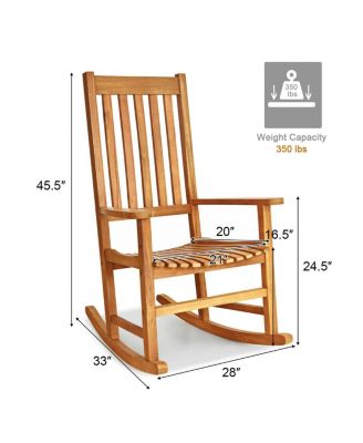 Indoor Outdoor Wooden High Back Rocking Chair