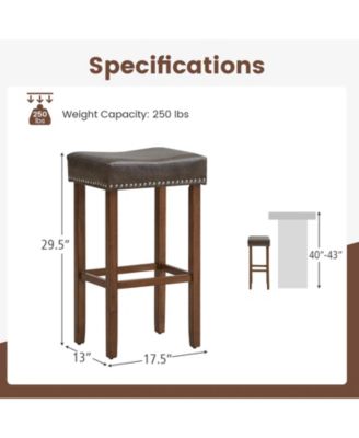 Upholstered Bar Stools Set of 2 with Footrests for Counter