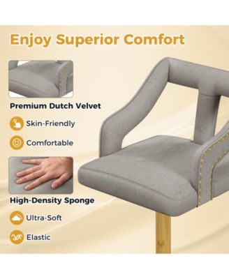 Set of 2 Bar Chairs with Footrest and 2-Layer Electroplated Metal Base