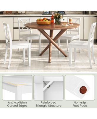 Wood Dining Chair Set of 2 with Rubber Wood Legs and Curved Backrest