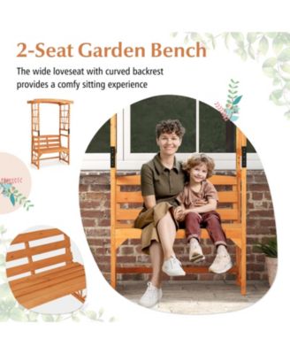 6.2 Feet Tall Patio Garden Arbor with Pergola and 2-Seat Bench for Garden Lawn Backyard Decoration