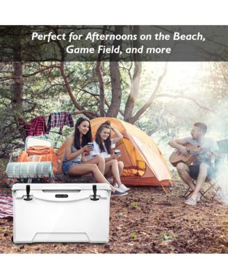 75-Quart Portable Cooler Box, Holds Up to 63 Cans (White)