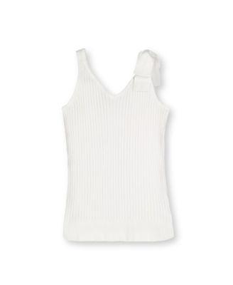 Womens' V-Neck Rib Knit Tank with Bow