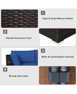 6 Pieces Outdoor Patio Rattan Sectional Sofa Set with Table