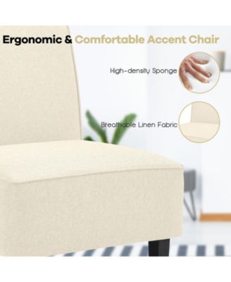 Modern Armless Accent Chair with Rubber Wood Legs