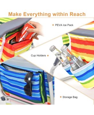 2 Packs 5-Position Outdoor Folding Backpack Beach Table Chair Reclining Chair Set