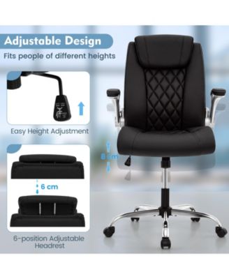 Modern Height Adjustable PU Leather Office Chair with Rocking Function