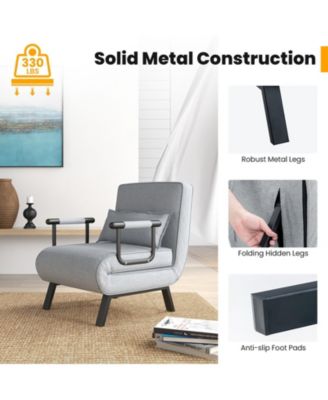 Folding 6 Position Convertible Sleeper Bed Armchair Lounge Couch with Pillow