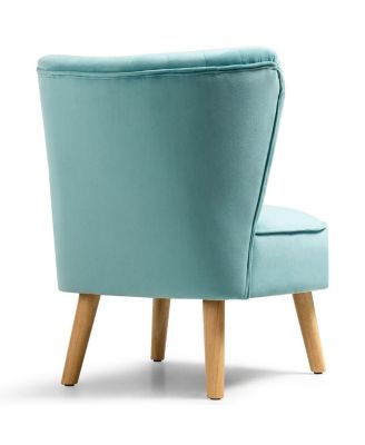 Modern Armless Velvet Accent Chair with Wood Legs