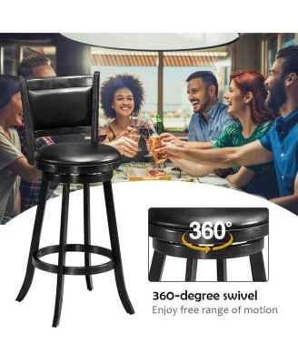 Set of 2 29 Inch Swivel Bar Height Stool Wood Dining Chair Barstool