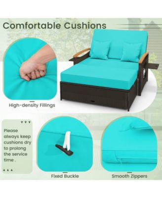 Outdoor Wicker Daybed with Folding Panels and Storage Ottoman