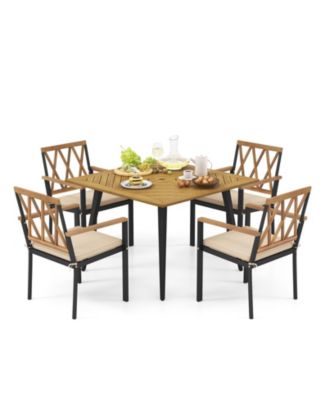 Outdoor Dining Table and Chairs with Cushions and 1.9 inches Umbrella Hole