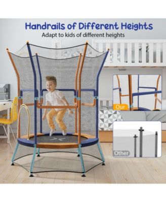 Mini Trampoline for Kids with Safety Enclosure Net and Foam Handles