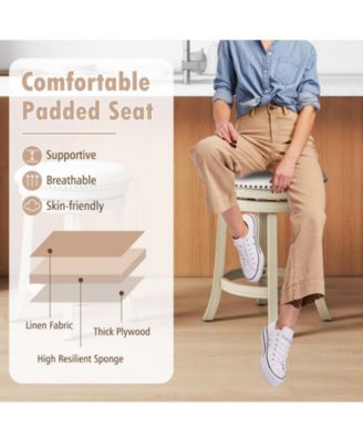 24 Inches Swivel Bar Stools Set of 2 wth Wooden Frame-24 inches