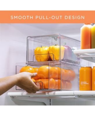 2 Pack Large Clear Stackable Pull-Out Drawers - Organization and Storage Containers for Kitchen, Pantry, Bathroom and More