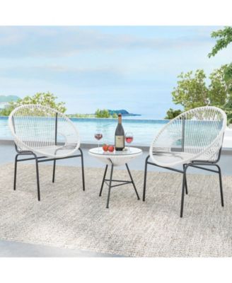3 Pieces Patio Acapulco Furniture Bistro Set with Glass Table