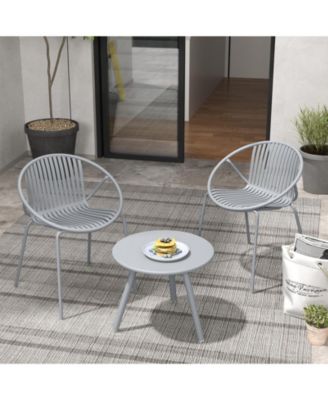 All Weather PP Patio Conversation Set with Round table and 2 Chairs