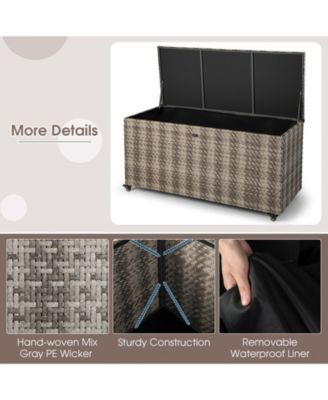 96 Gallon PE Wicker Outdoor Storage Box with 4 Wheels