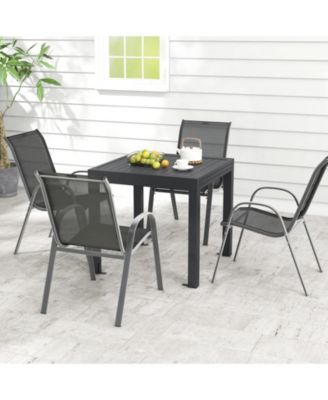 Outdoor Dining Table Set with Extendable Aluminum Table and 4 Stackable Chairs