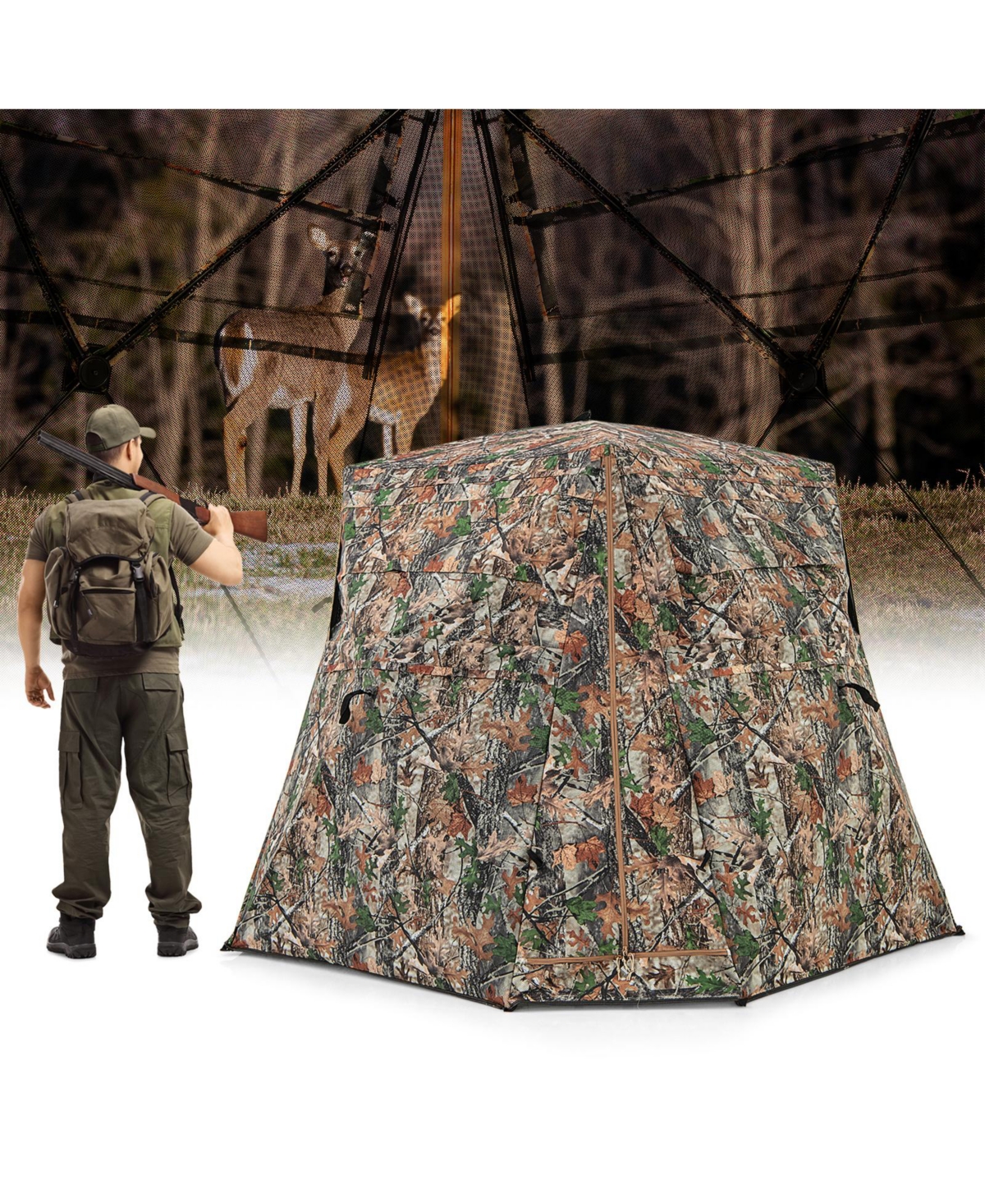 Gouun 360 One Way See Through Ground Hunting Blind for Deer and Turkey Hunting