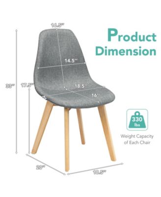 4 Pieces Modern Dining Chair Set with Wood Legs and Fabric Cushion Seat