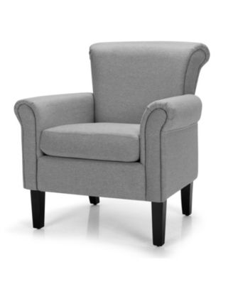 Upholstered Fabric Accent Chair with Adjustable Foot Pads