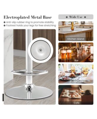 Set of 2 Adjustable Heights Barstool with PU Leather