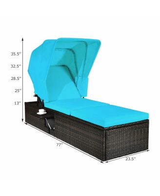 Outdoor Chaise Lounge Chair with Folding Canopy