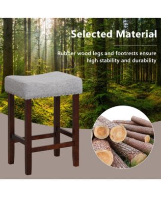 Set of 2 25 Inch Bar Stool with Curved Seat Cushions