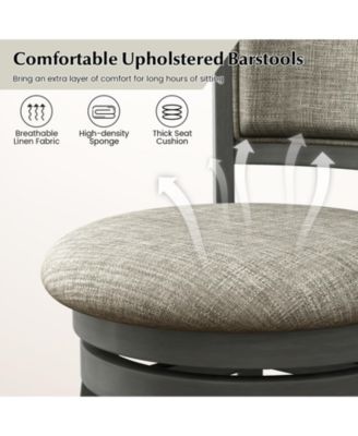 Swivel Bar Stools Set of 2 with Soft-padded Back and Seat-S