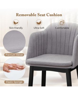 Upholstered Velvet Accent Modern Dining Chairs Set of 2 with Curved Backrests