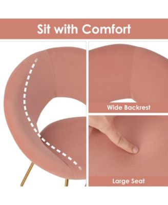 Modern Velvet Accent Chair Vanity Chair with Metal Legs-2 Pieces