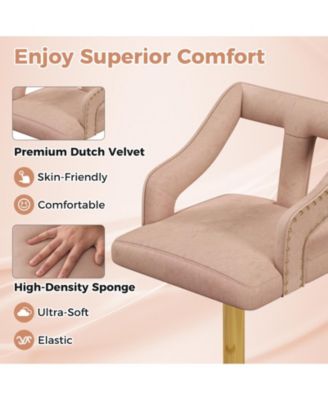 Set of 2 Bar Chairs with Footrest and 2-Layer Electroplated Metal Base