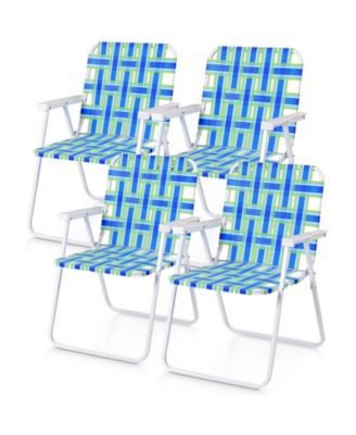 4 Pieces Folding Beach Chair Camping Lawn Webbing Chair