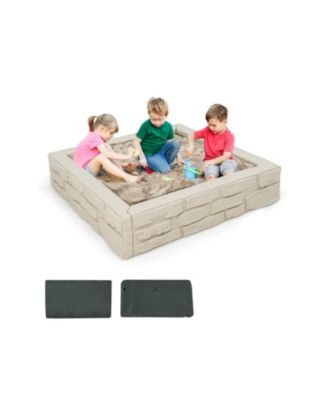 2-In-1 HDPE Kids Sandbox with Cover and Bottom Liner