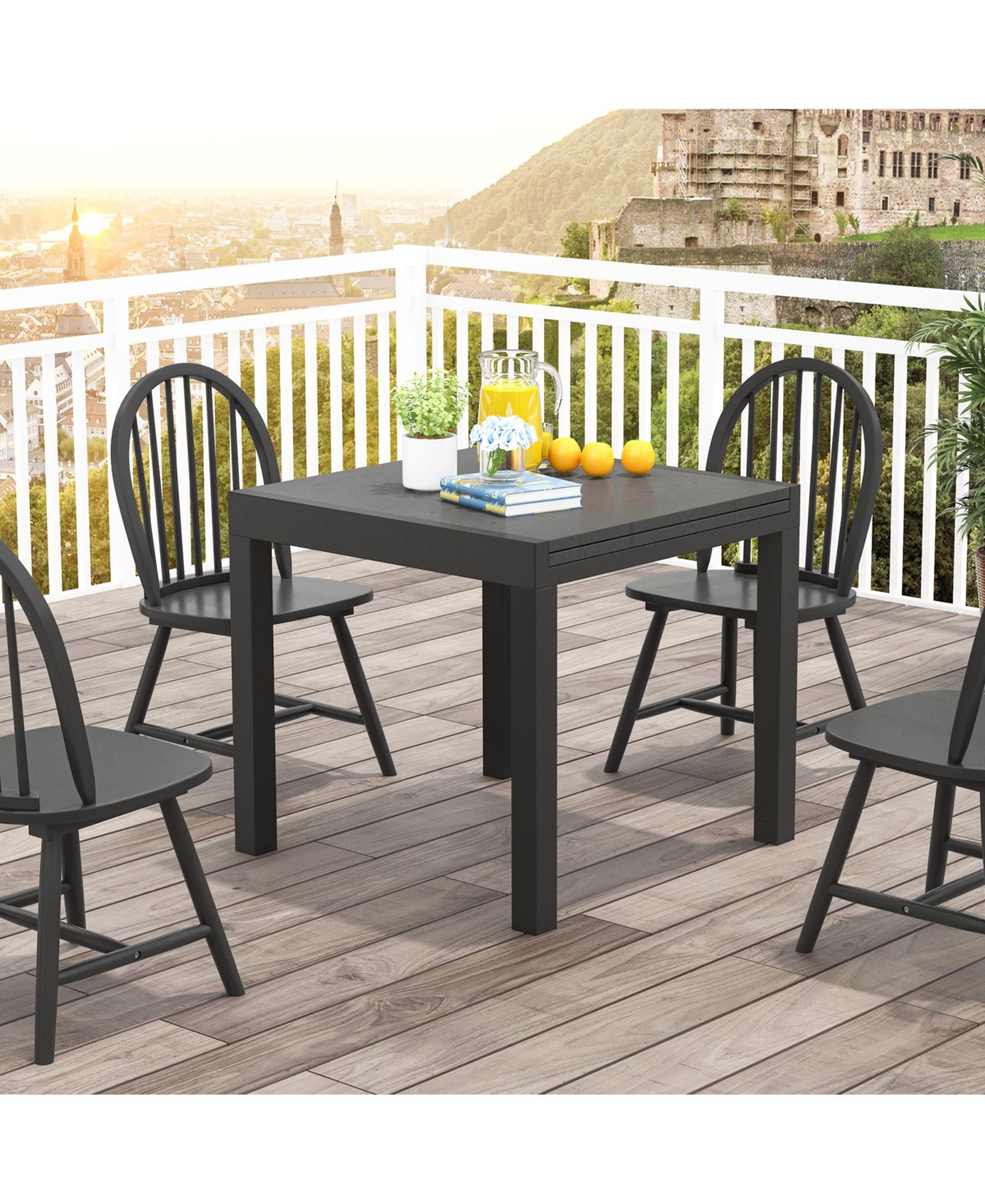 Gouun 31.5 inches-63 inches Adjustable Patio Expandable Dining Table for 4-6 Person