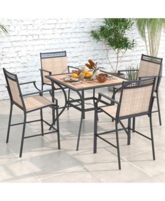 Patio Dining Table for 4 Square Bistro Table with Umbrella Holes
