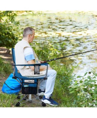 360° Swivel Hunting Chair Portable Foldable Hunting Chair with Mesh Cup Holder and Storage Pockets